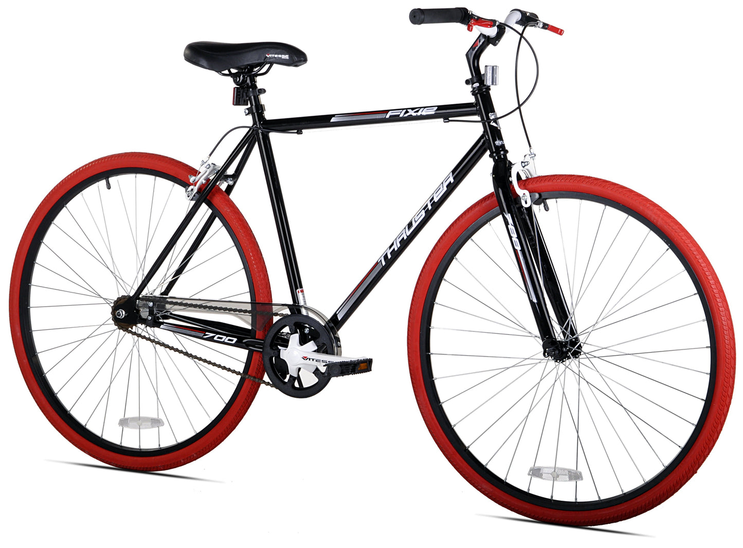 Mens Bicycle 700c Wheels Steel Frame Single Speed, Red Black
