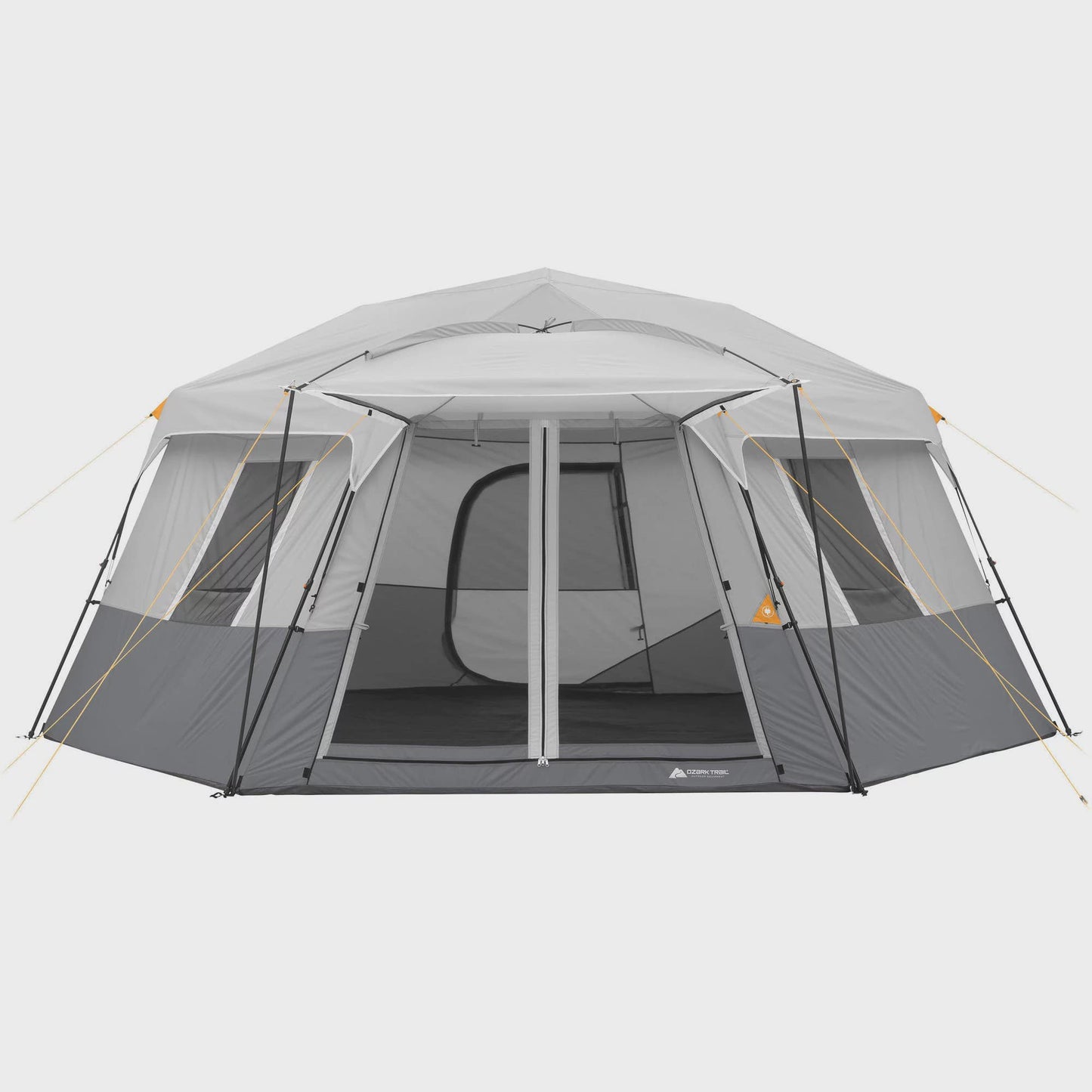 11-Person Camping Hexagon Cabin Tent w/ extra-large windows, Gray