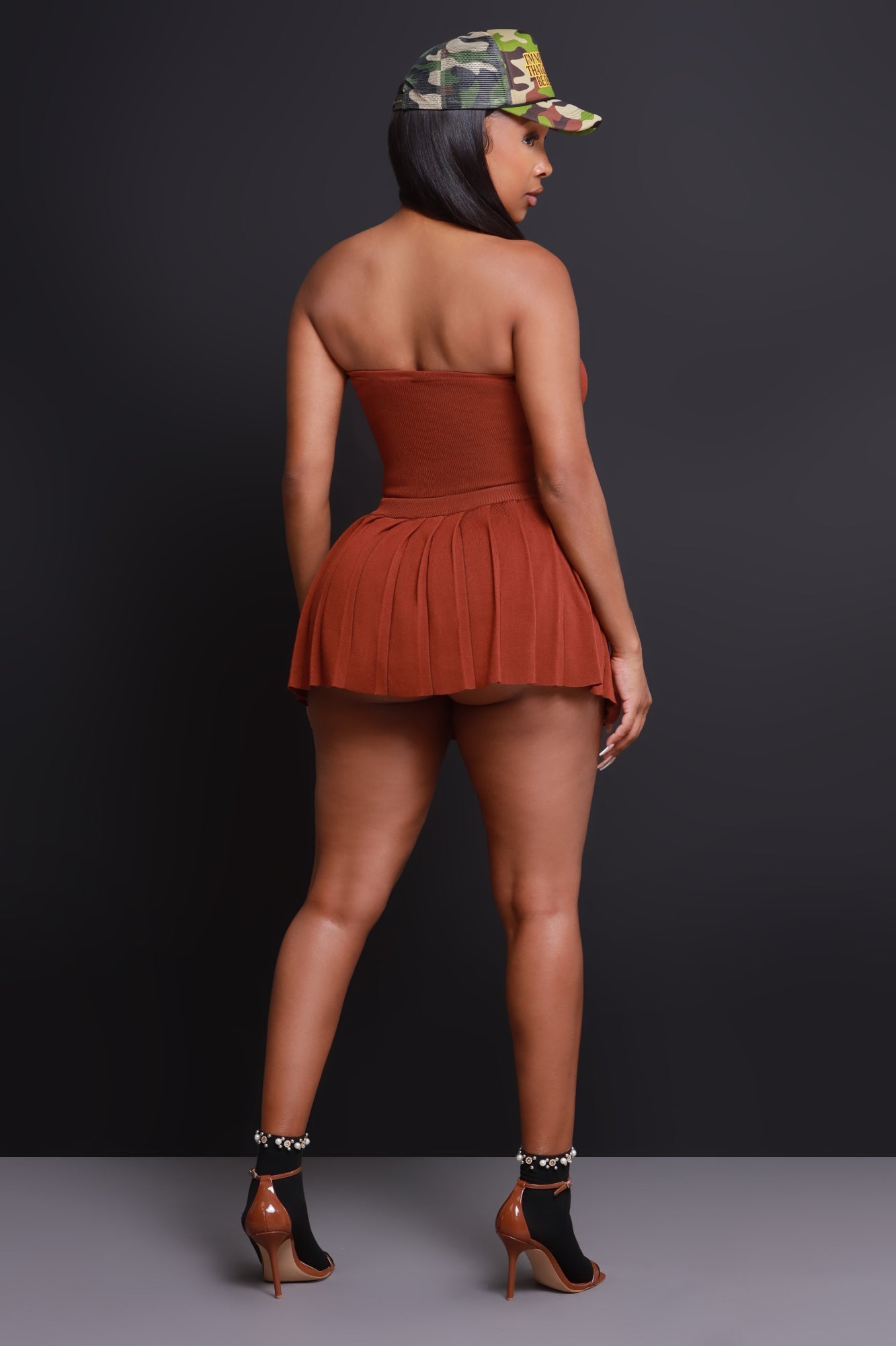 Rush Week Pleated Mini Tennis Skort - Brown