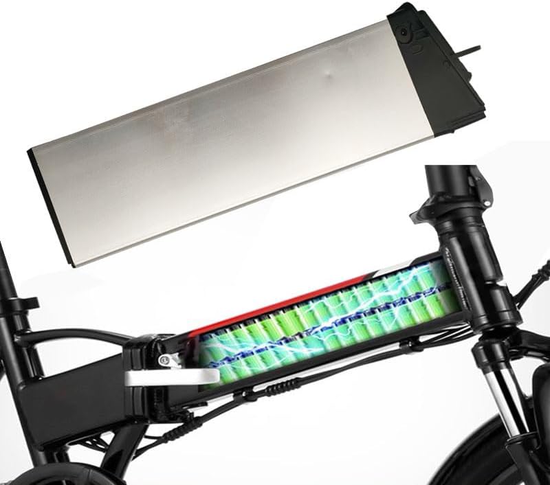 Ebike Battery 36V 48V Folding Built-in Electric Bike Battery Lithium-ion Replacement Battery Folding Bike Battery for 350W 500W 750W Bike Motor,36v10.4ah,393mm