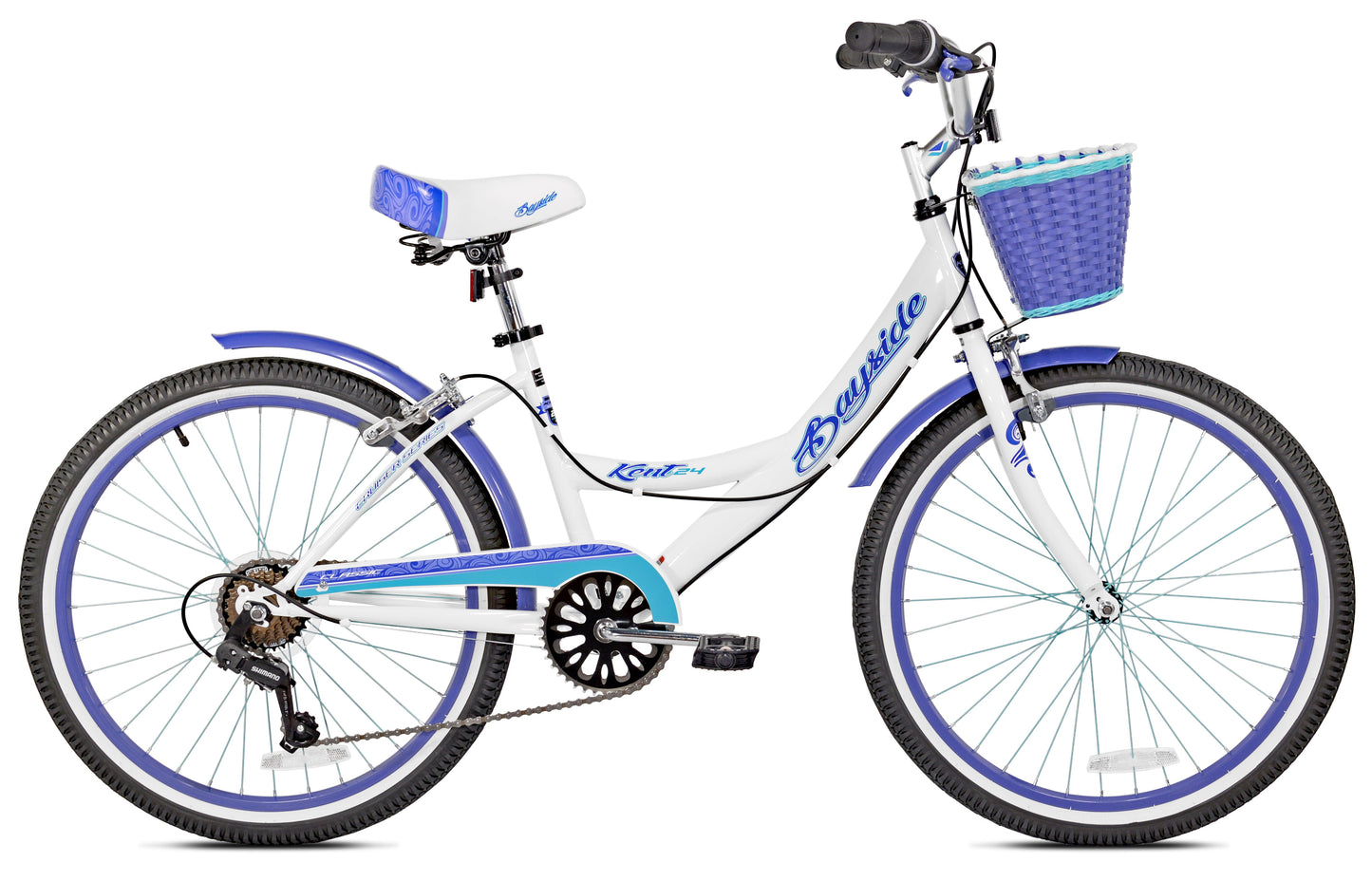 Womens Bicycle 24-Inch Wheels Steel Frame 7-Speed, Purple White