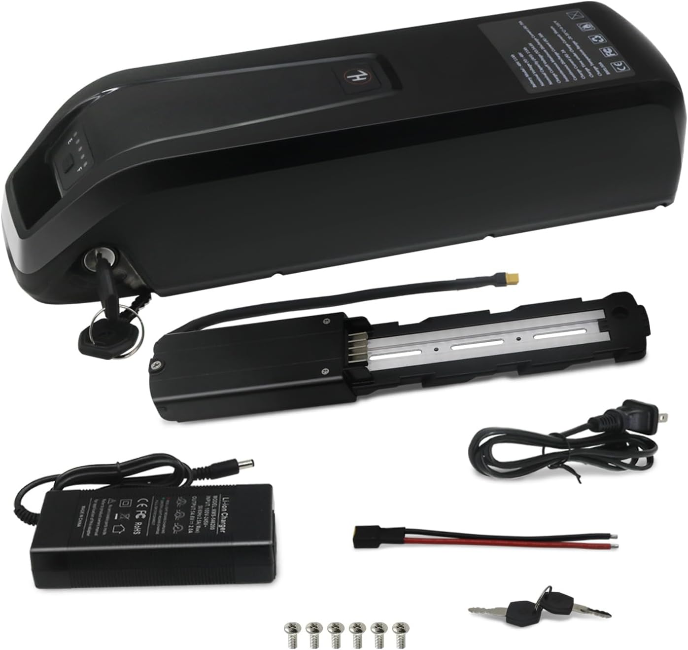 36V 11Ah Electric Bicycle Battery with 42V 2A Fast Charger, XT60 Connector and 30A BMS for 36V Controller 0-1000W Ebike Motor Kit (5-pin)