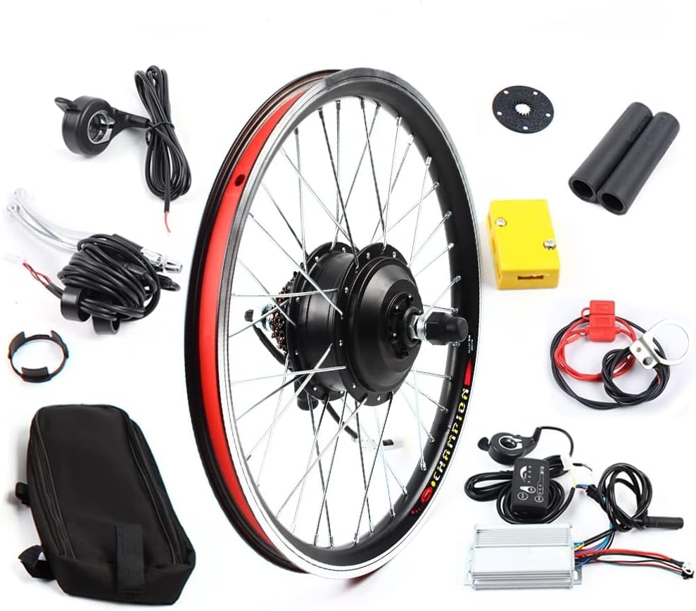 20" Front/Rear Wheel Hub Electric Bike Conversion Kit, 36V 250W/48V 1000W E-Bike Powerful Hub Motor Kit with SW-810LED Display Waterproof Wire Front/Rear Wheel Hub Assembly Motor Kit (US Stock)
