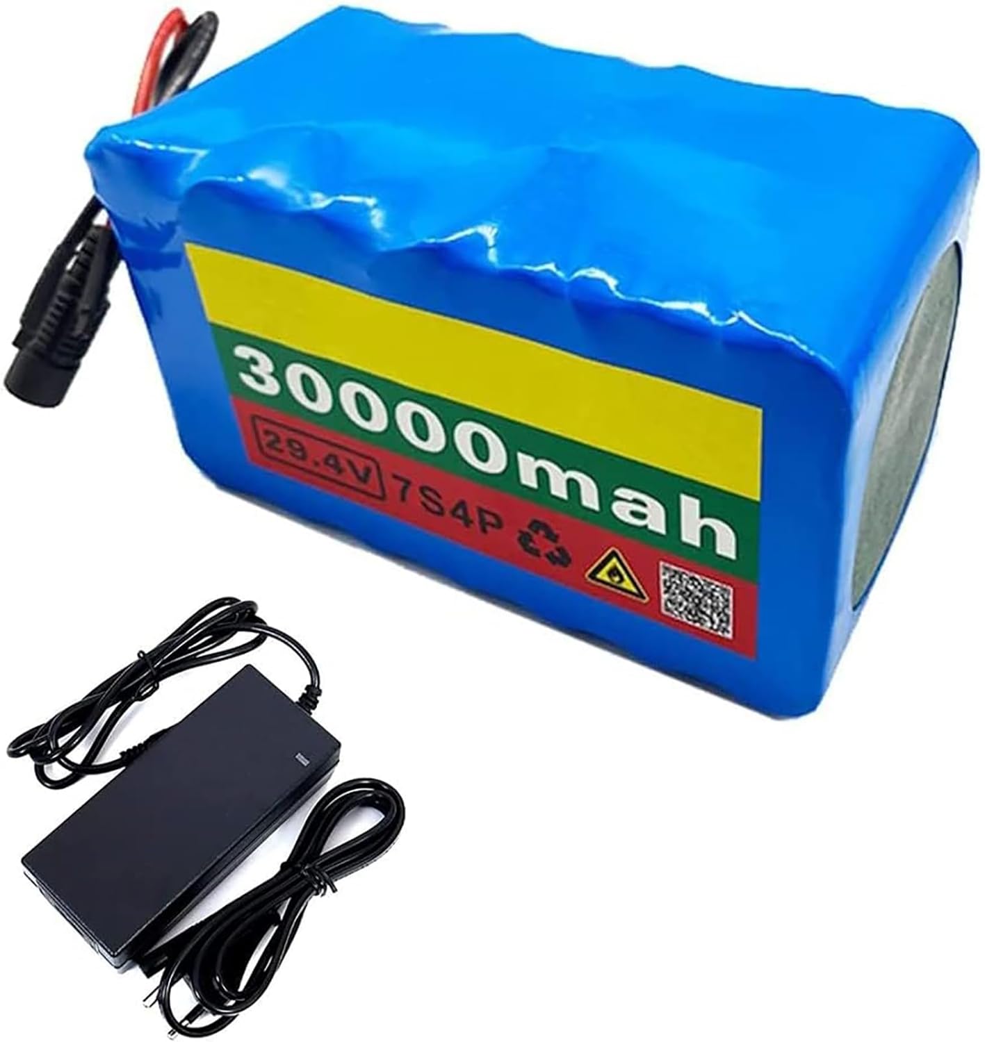 E-Bike Battery 24V 30Ah 18650 7S4P Electric Bike Lithium Ion Battery Pack for 50W-500W Motor Electric Bicycle Scooter with 20A BMS and Charger