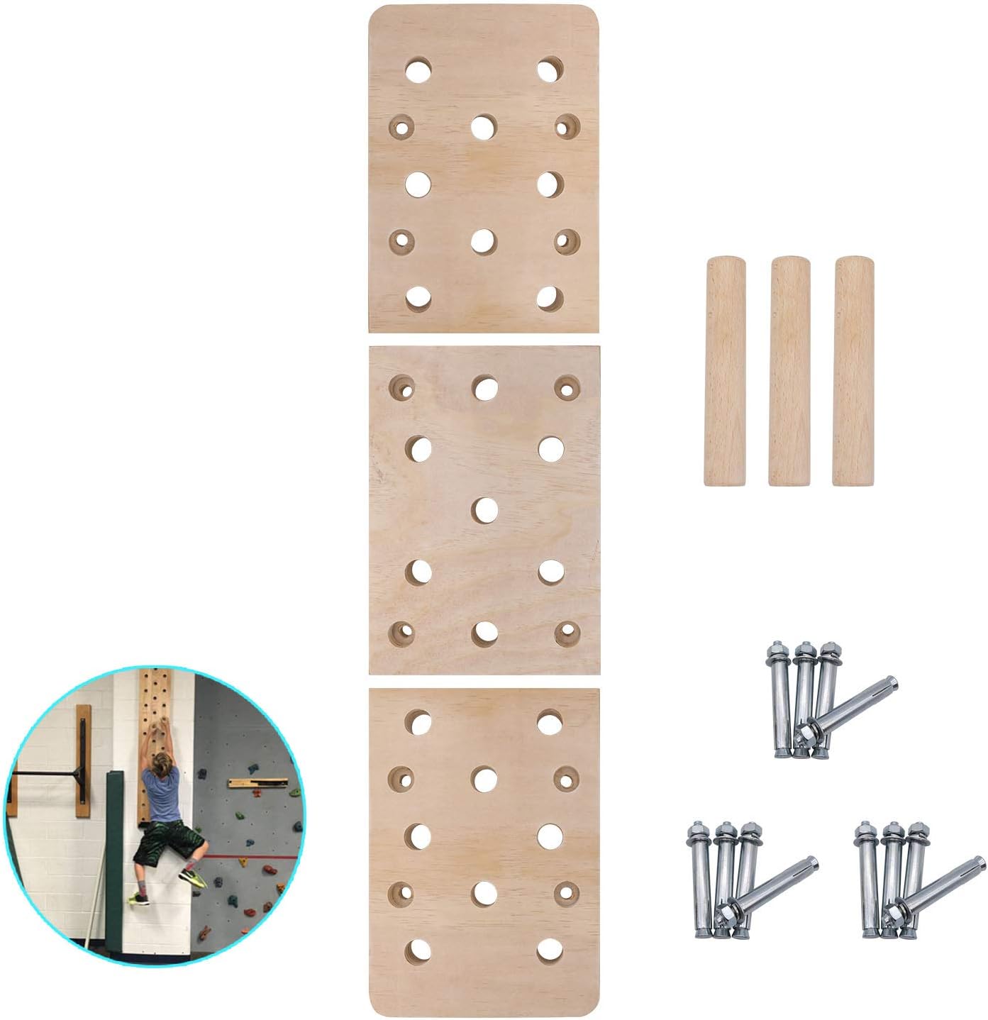 TRENDBOX Climbing Holds, 12"x48" 23 Holes Climbing Pegboard, Rock Climbing Holds with Durable Climbing Wall Training Ladder, Muscle Trainer for Exercise and Fitness Home Gyms