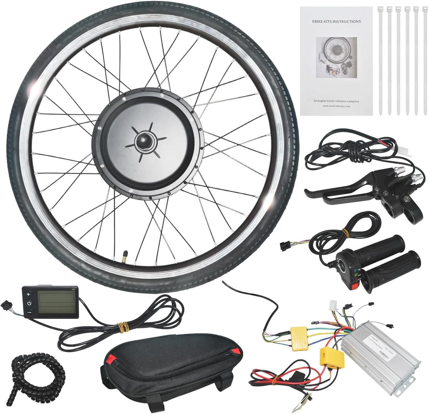 Electric Bike Conversion Kit,48V 1000W/1500W 26" Front Wheel E-Bike Conversion Kit Dual Mode Controller Thumb Throttle Ebike Wheel Kit Cycling Hub Conversion Kit