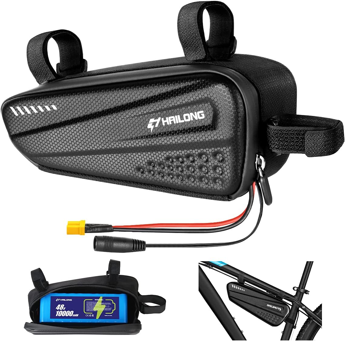 H HAILONG EBike Battery 48V 36V Battery 20Ah 12AH 10Ah, Electric Bike Lithium ion Battery with Waterproof Case fit for 250W 350W 500W 750W Motor