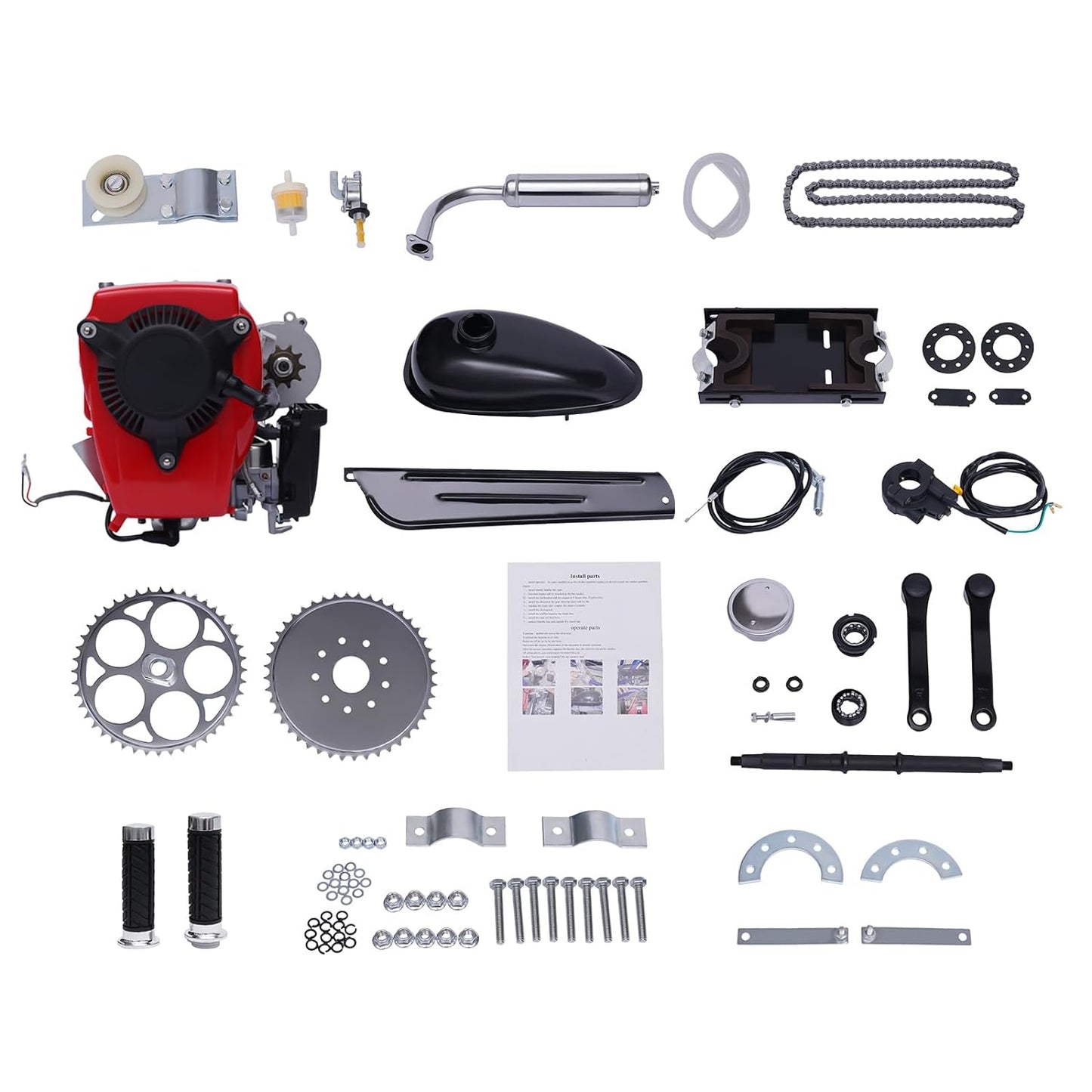 49CC 4 Stroke Gas Petrol Motorized Bike Bicycle Engine Motor Kit Compatible with Normal 28" V Frame Bike and 26" ATV Bike Bicycle Full Set