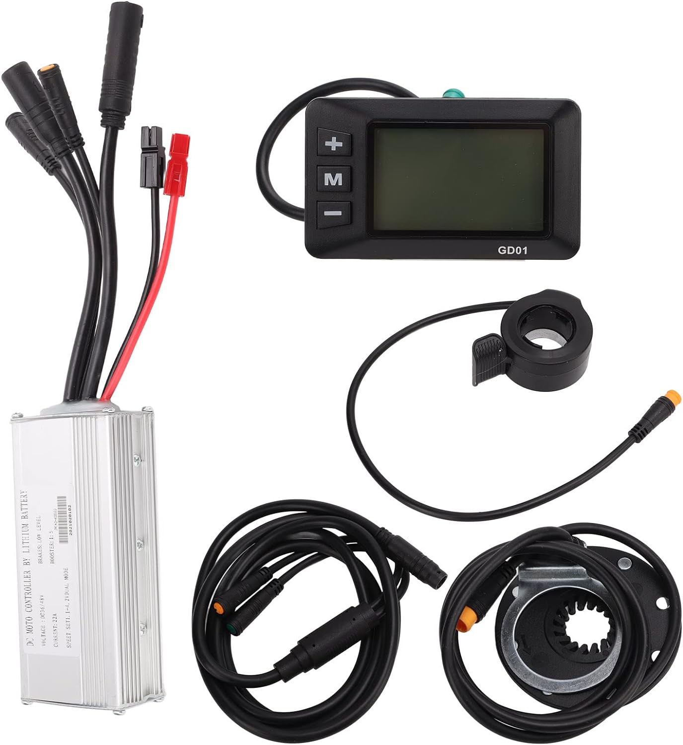 Electric Motor Controller, 36V/48V 500W Waterproof Brushless Motor Controller Kit with LCD Display, 8C Sensor Brake Leve & 130X Throttle, Electric Bike Conversion Kit for Electric Bicycle Scooter