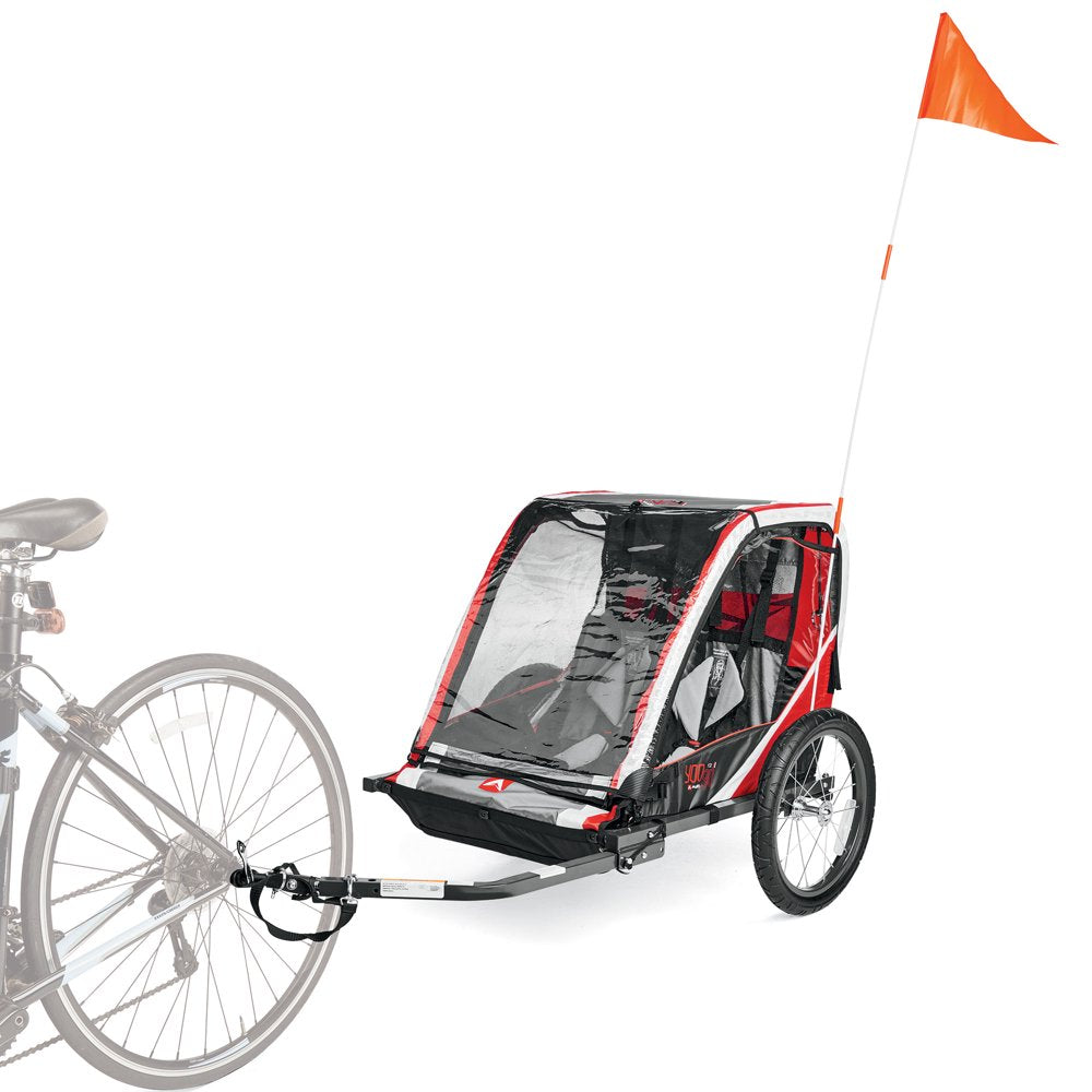 Allen Sports Deluxe Bicycle Trailer for 2-Children up to 50 LB Each, Model T2 Color Red