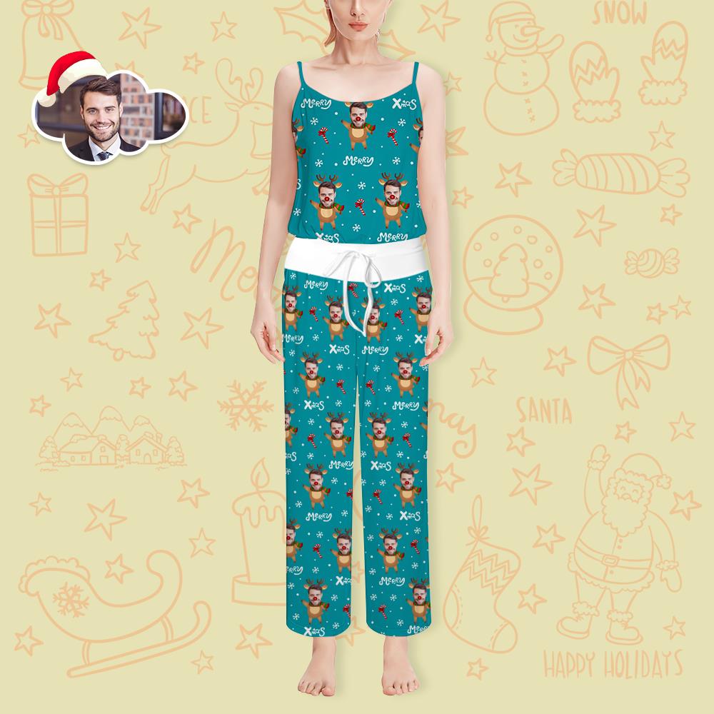 Custom Face Loungewear Set Christmas Elk Women's Pajama Set