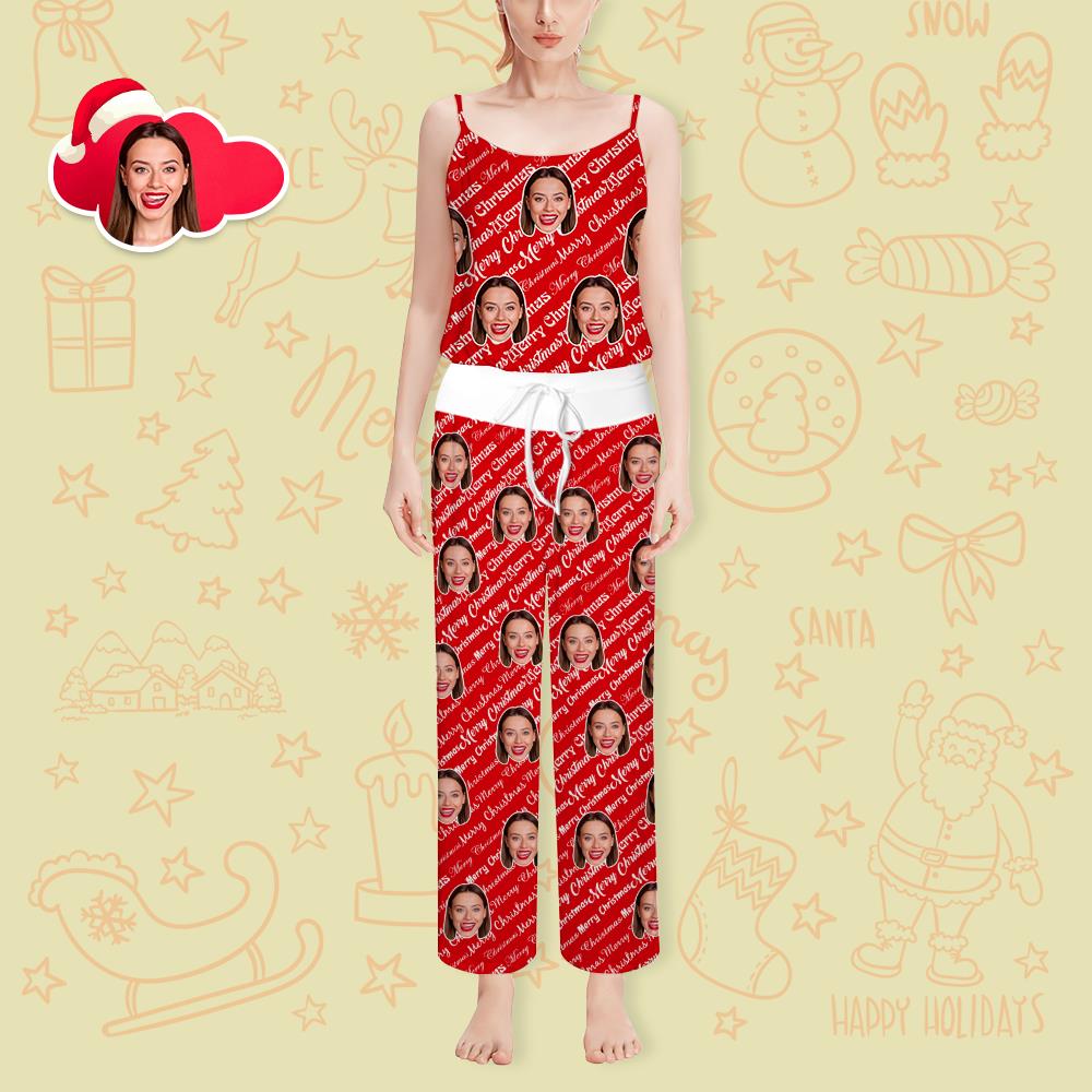 Custom Face Pajama Set Personalized Christmas Loungewear for Ladies
