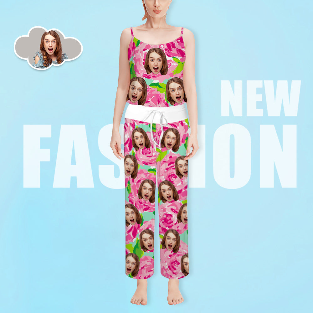 Custom Face Loungewear Set Colorful Print Pajama Set for Women
