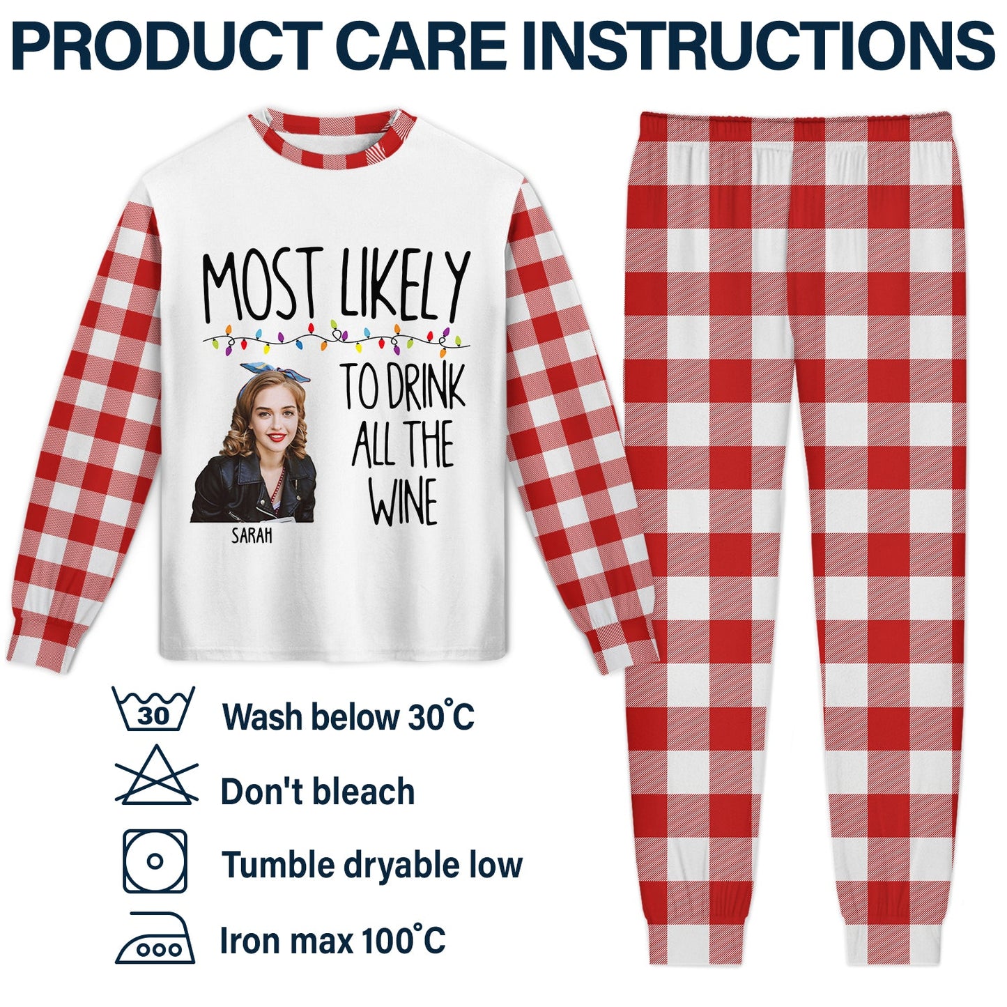 Custom Photo Most Likely To - Gift For Family - Personalized Unisex Pajamas Set
