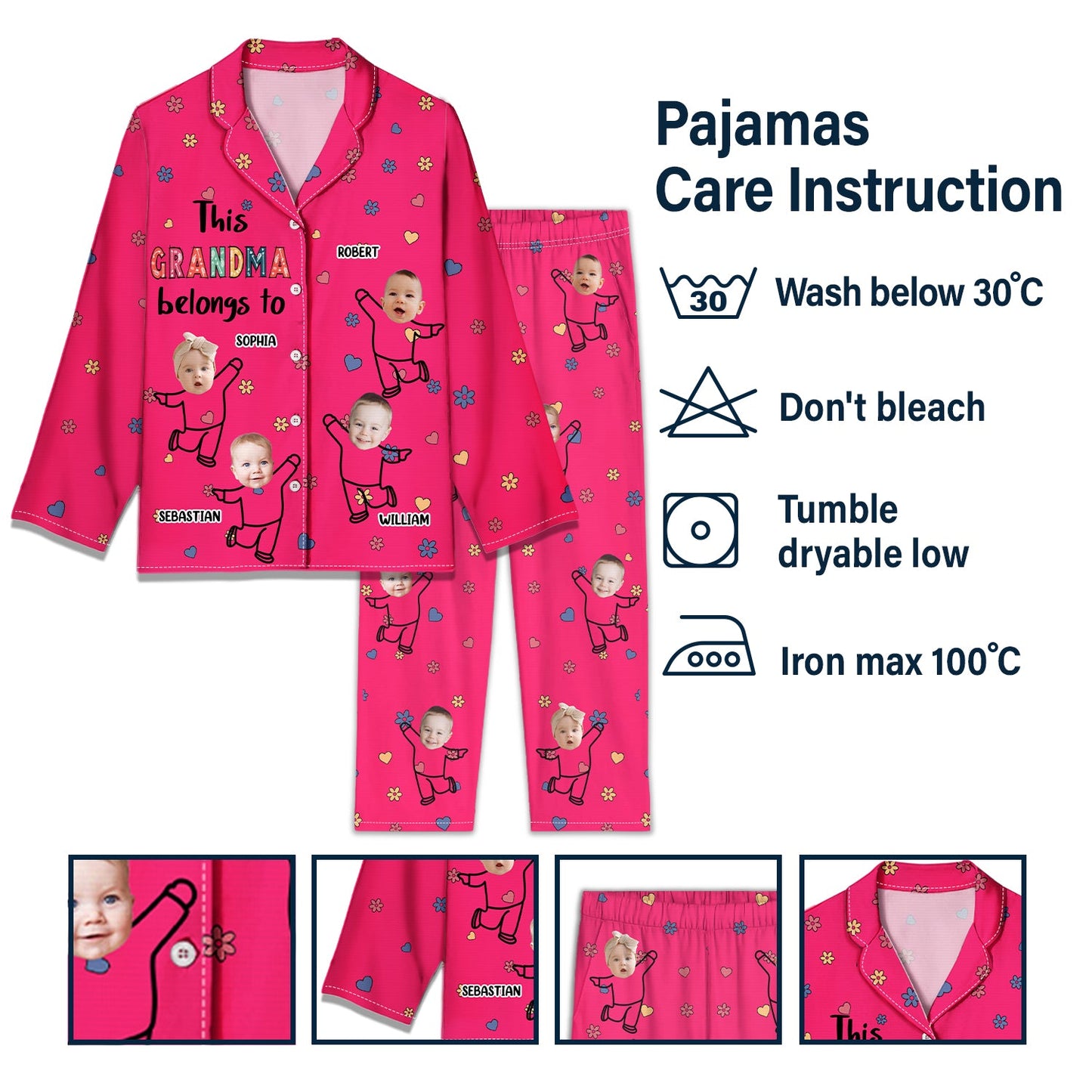 Custom Photo This Nana Belongs To - Birthday, Loving Gift For Mom, Grandma - Personalized Long Pajamas Set