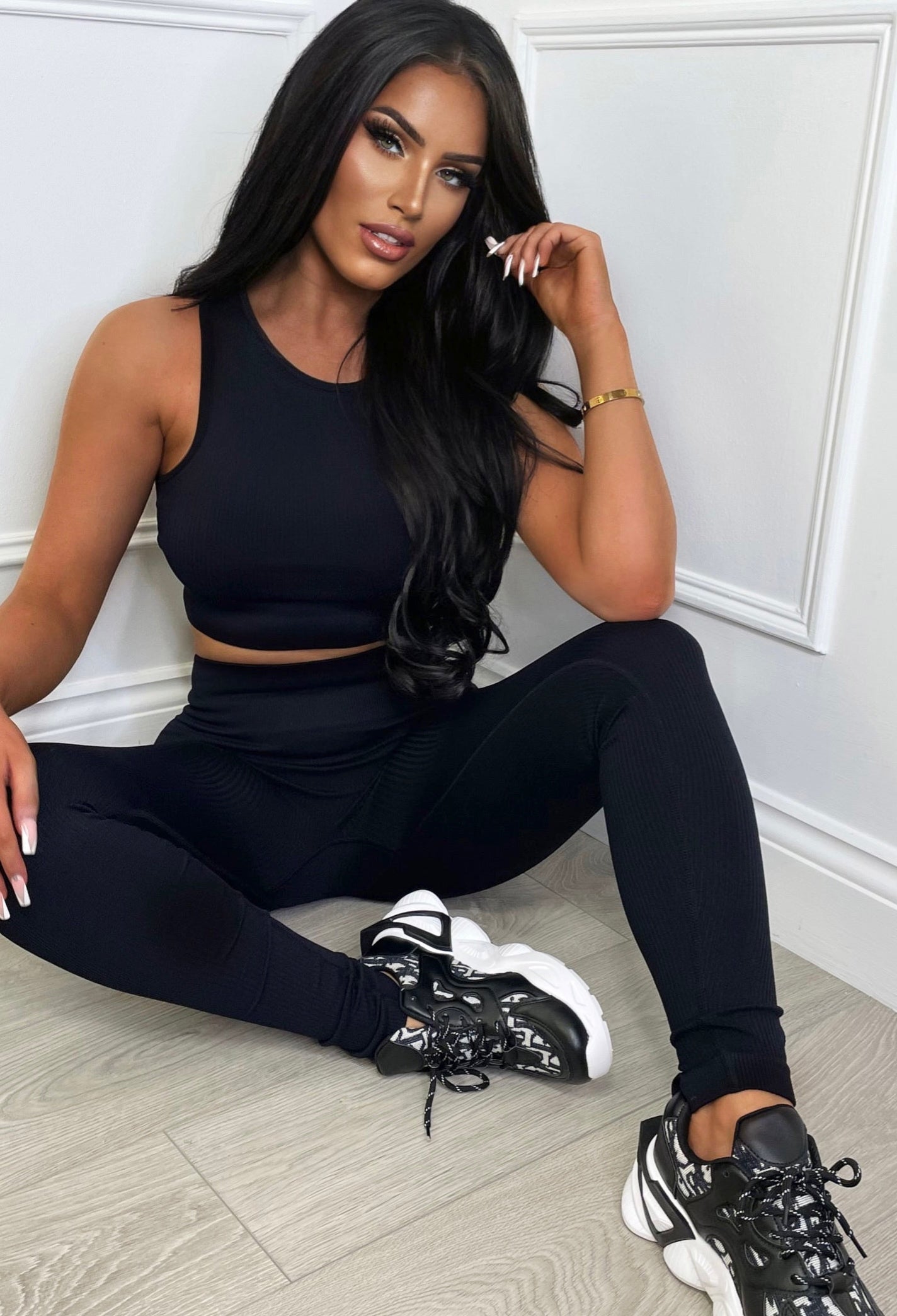 Smashing It Black Two Piece Crop Top & Leggings Set