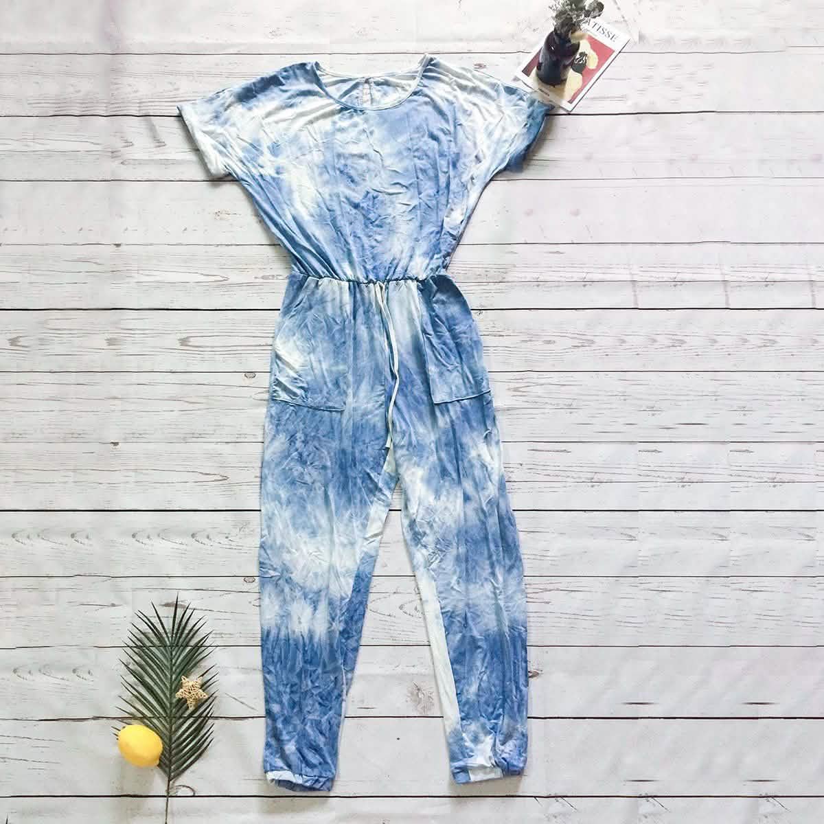 Short Sleeve Jumpsuit Women's Clothing S Light Blue - DailySale