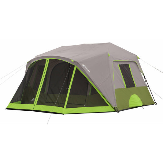 2-Room Instant Camping Tent with Screen Room, Gray and Green