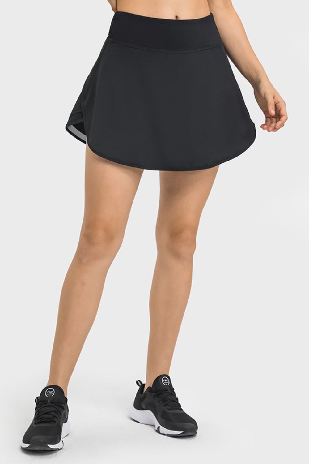 BLACK - Wide Waistband Sports Skort - 3 colors - womens skorts at TFC&H Co.