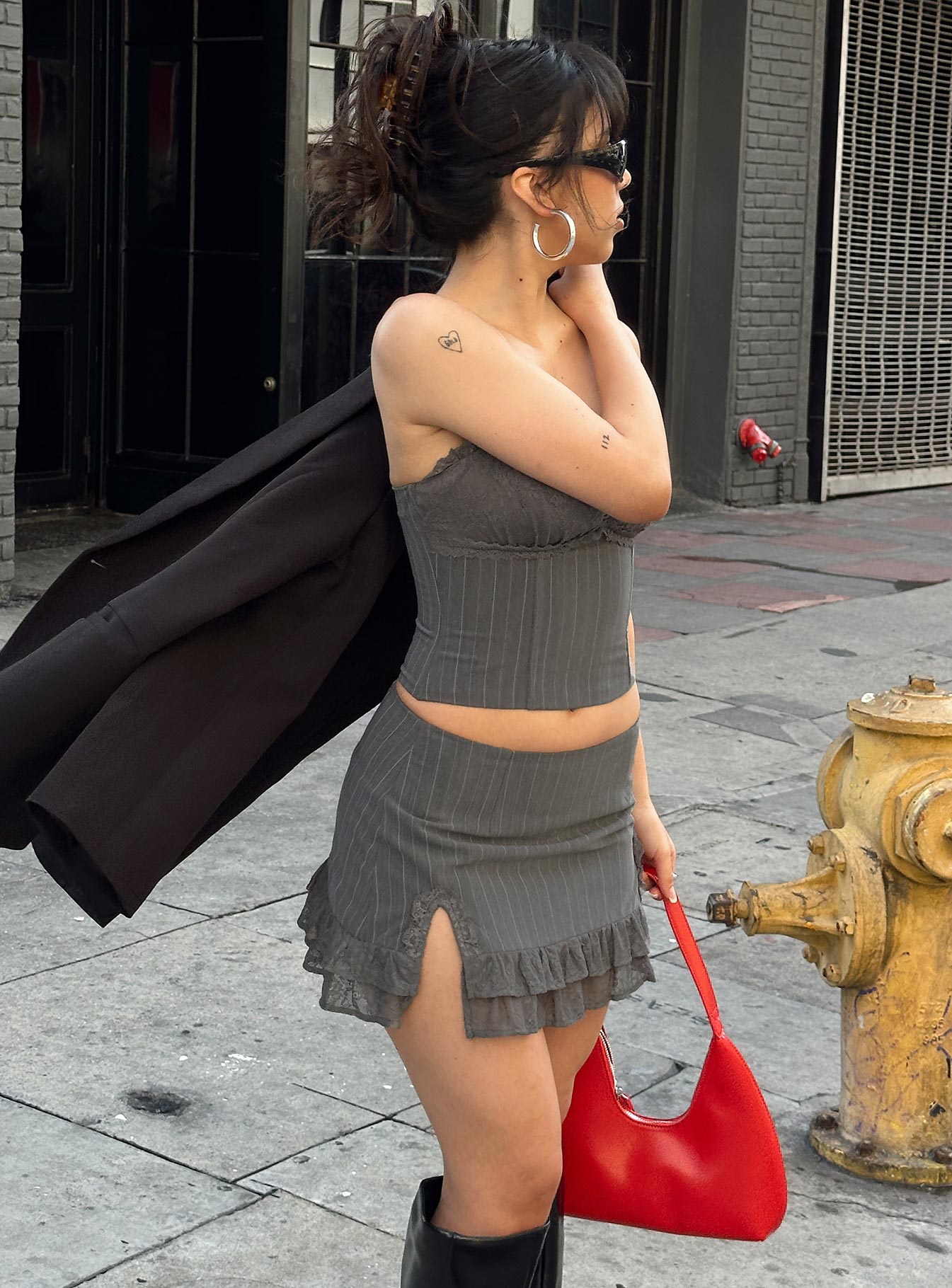 Ferran Mini Skirt Grey Pinstripe