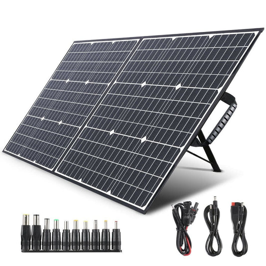 100W Monocrystalline Solar Panel with 2 USB Interface Type C Water Resistance Portable Completed Accessories for Outdoor Camping Hiking Fishing Climbing