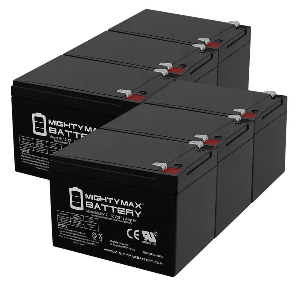 12V 12AH SLA Battery Replaces Mototec Electric Trike 350W - 6 Pack