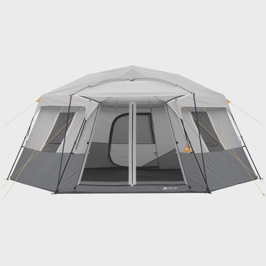 11-Person Camping Hexagon Cabin Tent w/ extra-large windows, Gray