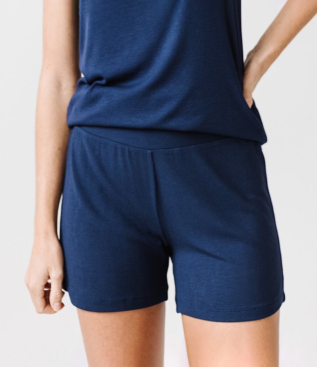 Navy Women’s Rib-Knit Bamboo Lounge Short [Annie]