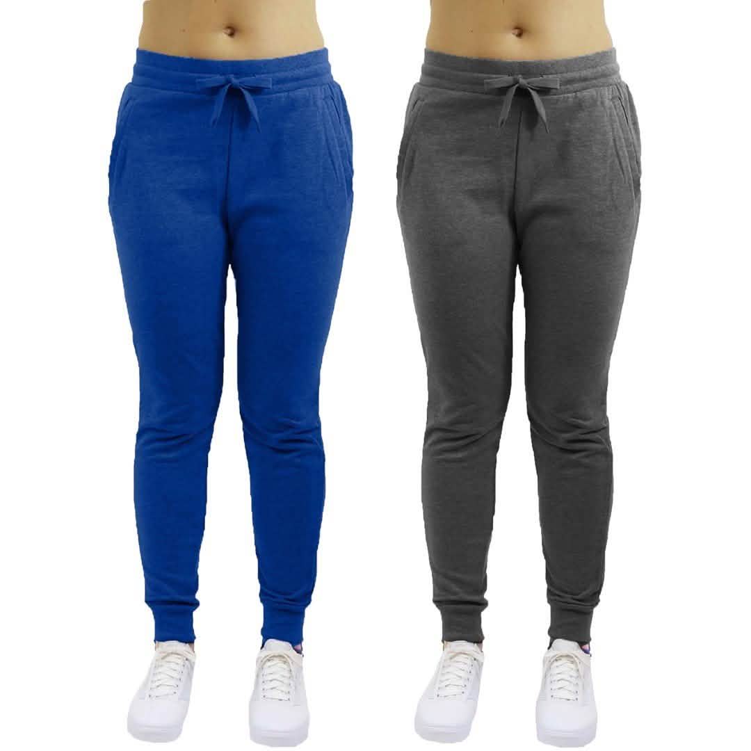 2-Pack: Galaxy By Harvic Women's Heavyweight Fleece-Lined Joggers Women's Apparel S Blue/Charcoal - DailySale