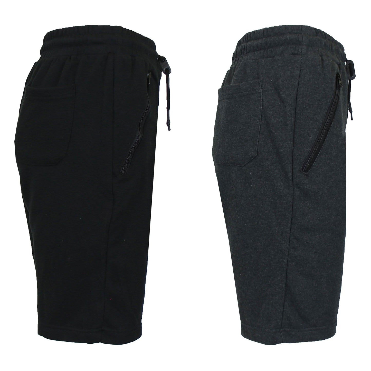 2-Pack: Women's French Terry Zipper Pockets Jogger Sweat Lounge Shorts Women's Clothing Black/Heather Black S - DailySale