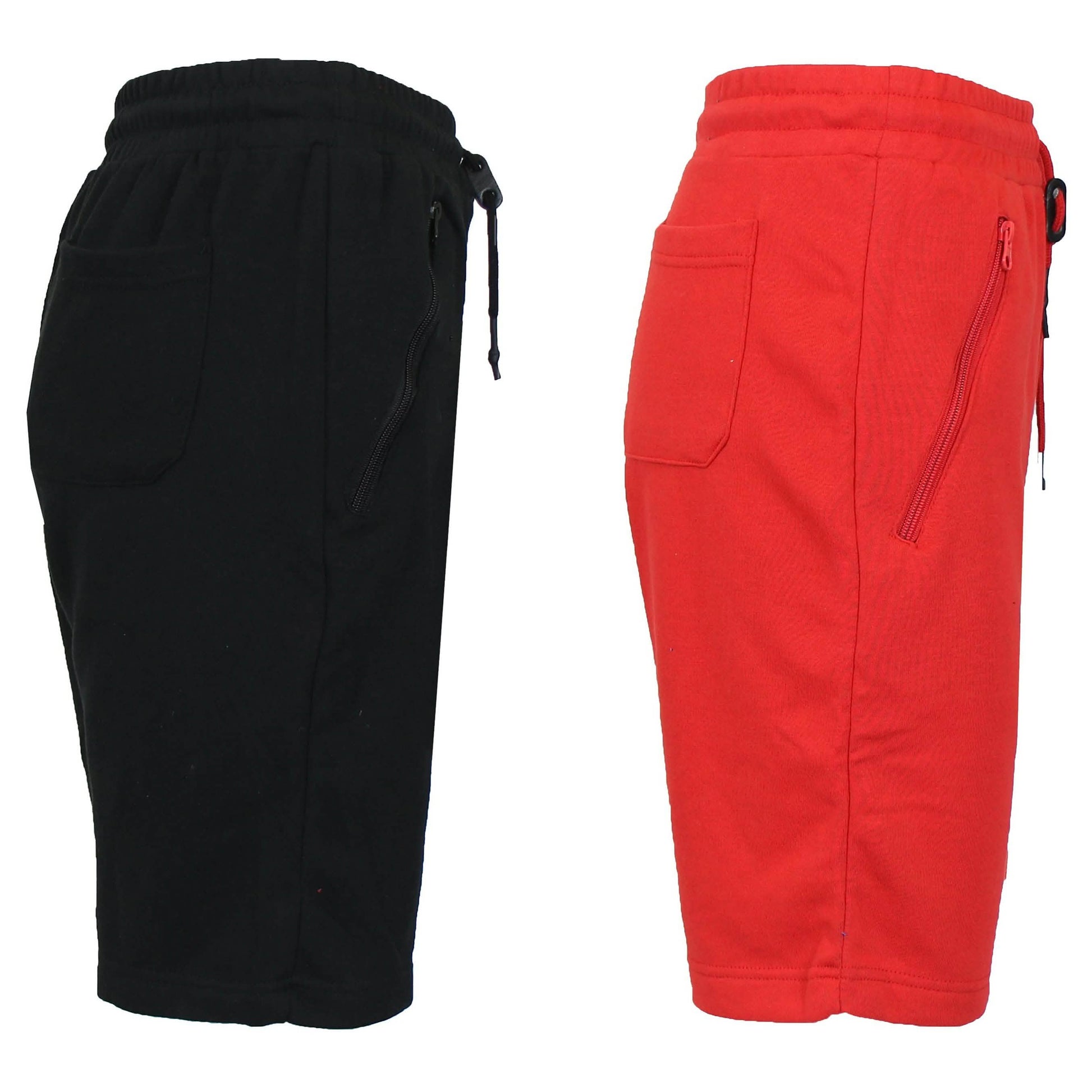 2-Pack: Women's French Terry Zipper Pockets Jogger Sweat Lounge Shorts Women's Clothing Black/Red S - DailySale