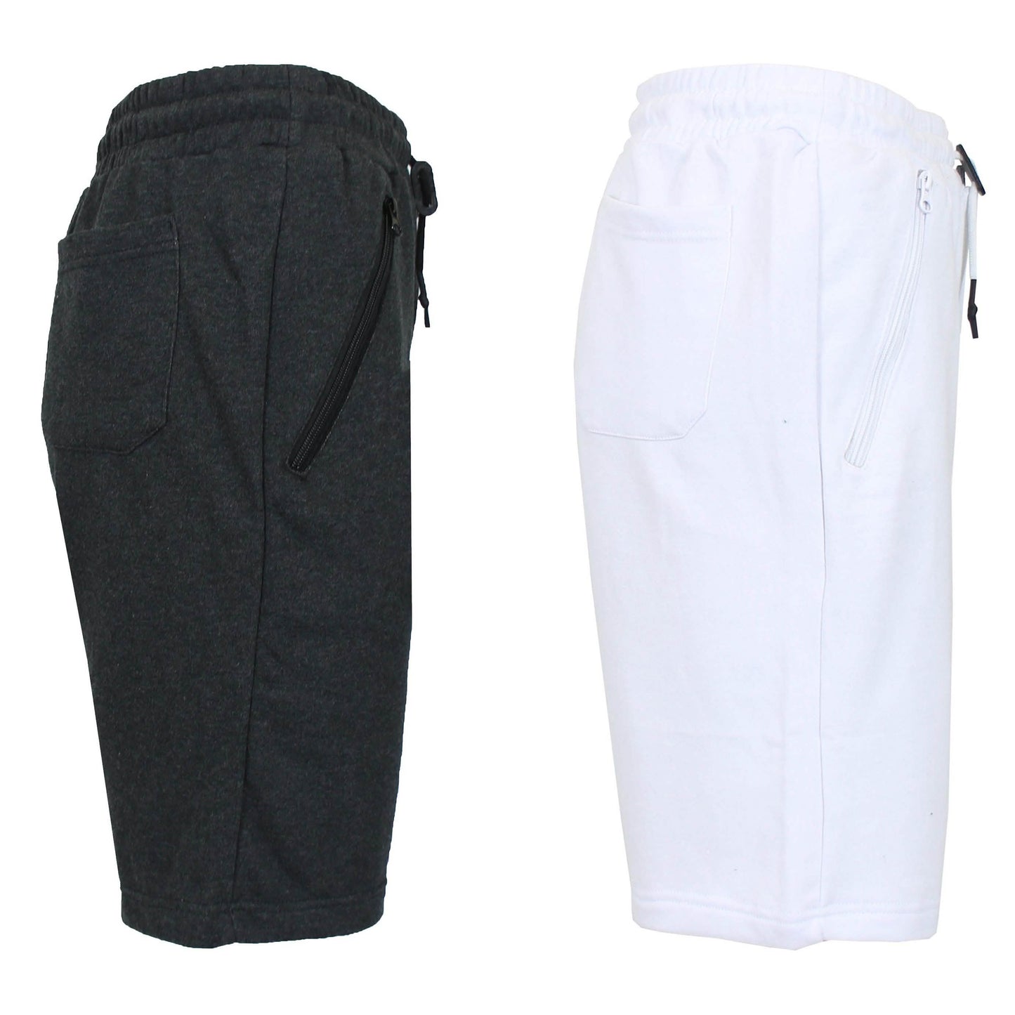 2-Pack: Women's French Terry Zipper Pockets Jogger Sweat Lounge Shorts Women's Clothing Heather Black/White S - DailySale