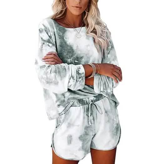 2-Piece Set: Leo Rosi Women Casual Nat Tie Dye Lounge Set Women's Loungewear Gray S - DailySale