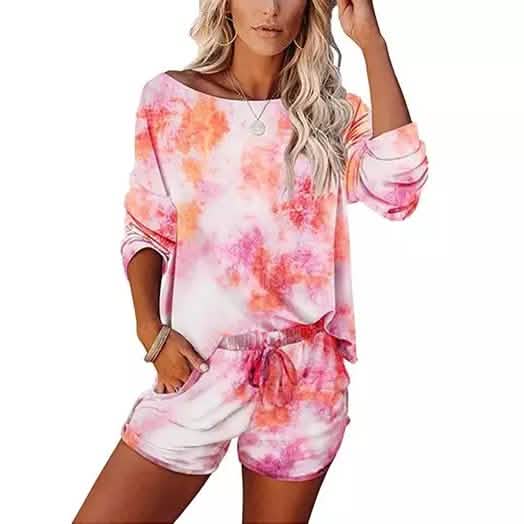 2-Piece Set: Leo Rosi Women Casual Nat Tie Dye Lounge Set Women's Loungewear Pink S - DailySale