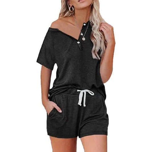 2-Piece Set: Leo Rosi Women's Casual Alexis Lounge Set Women's Loungewear Black S - DailySale