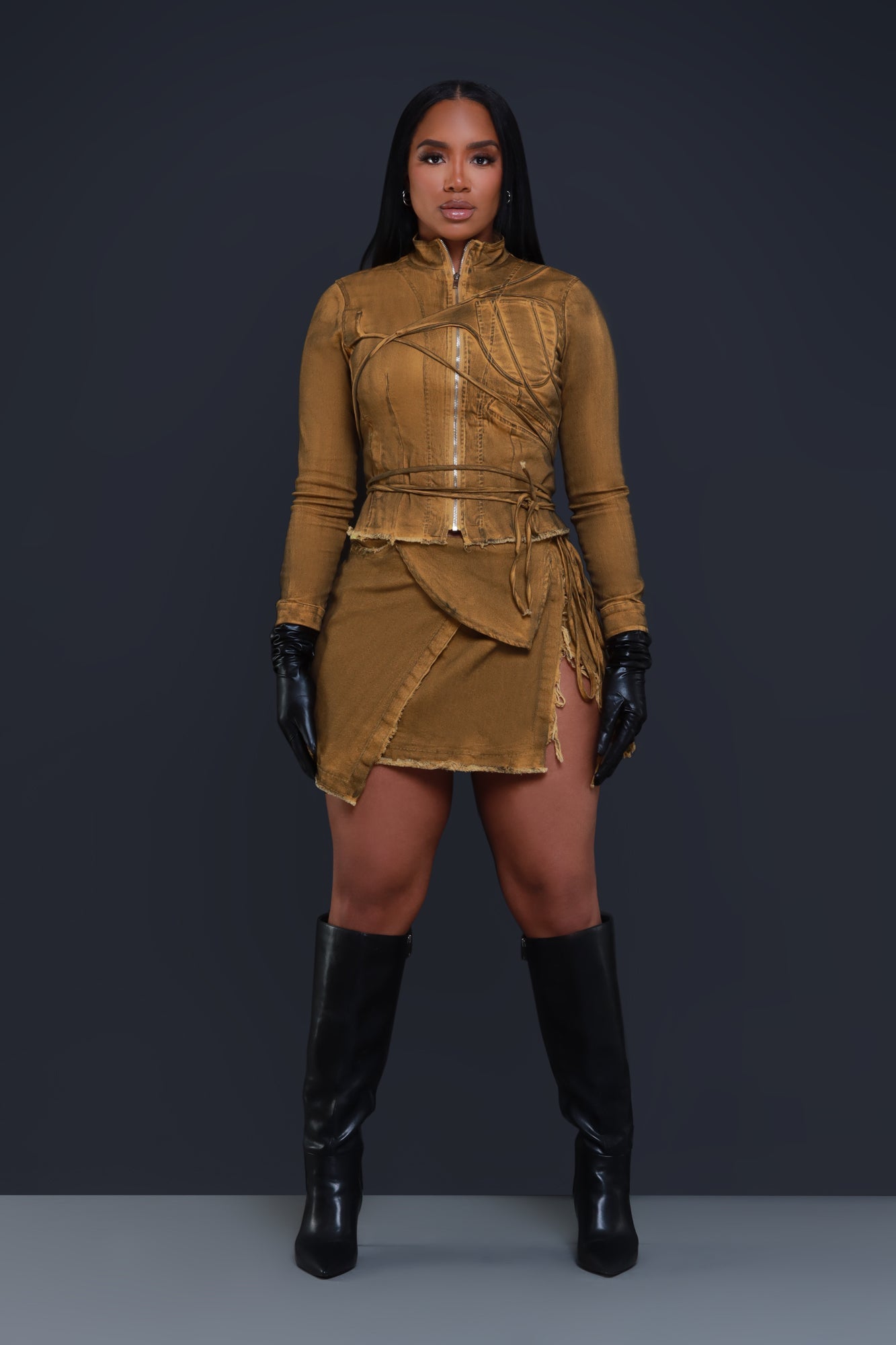 Spill The Beans Denim Wrap Skirt - Yellow