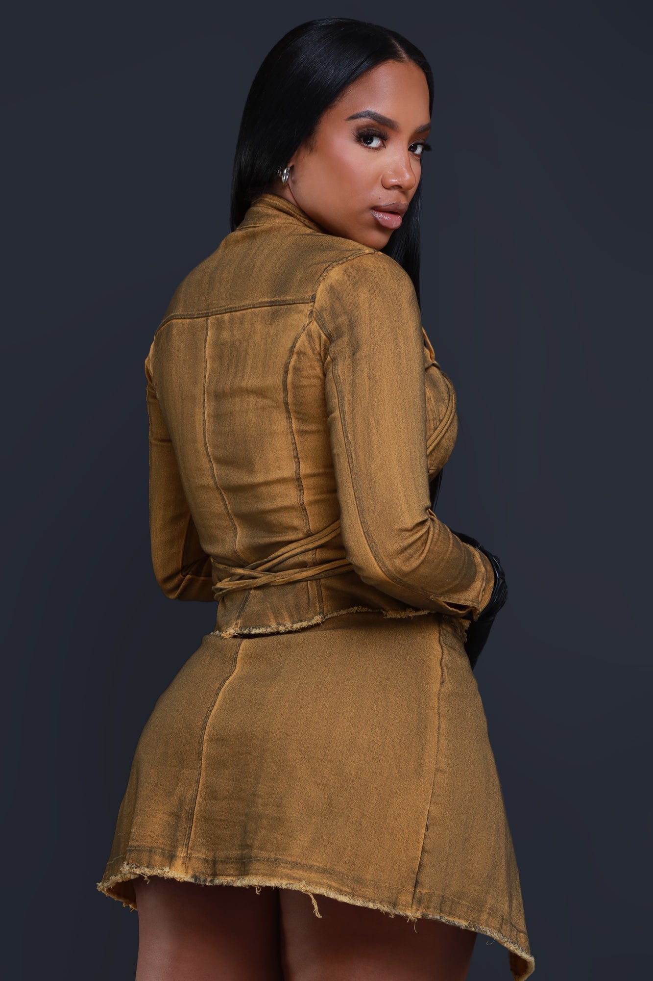 Spill The Beans Denim Wrap Skirt - Yellow