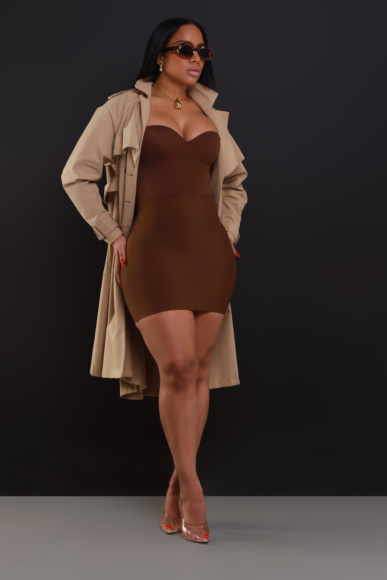 Deep End Bandage Mini Skirt - Brown