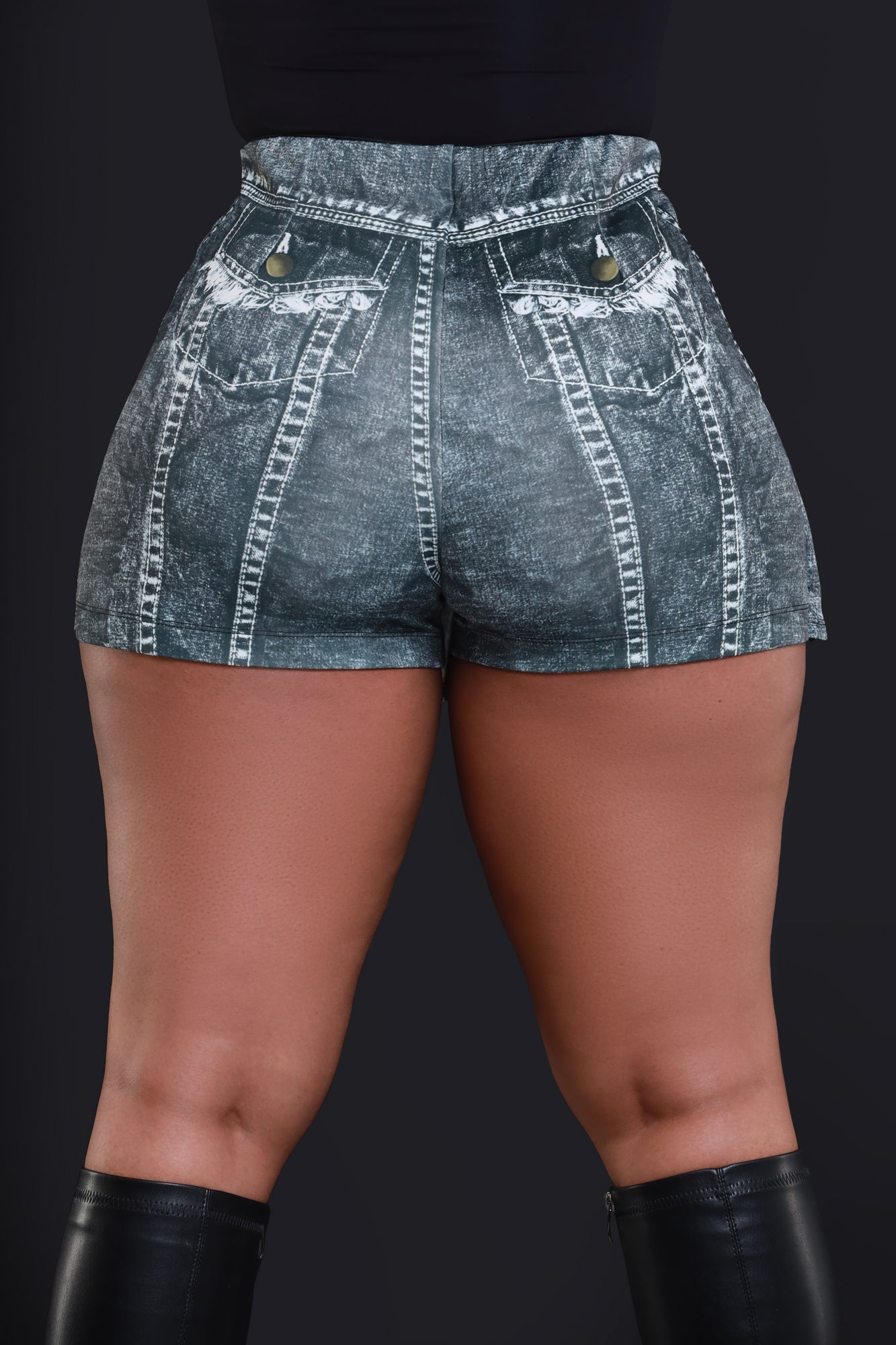 Switch It Up Denim Print Skort - Black