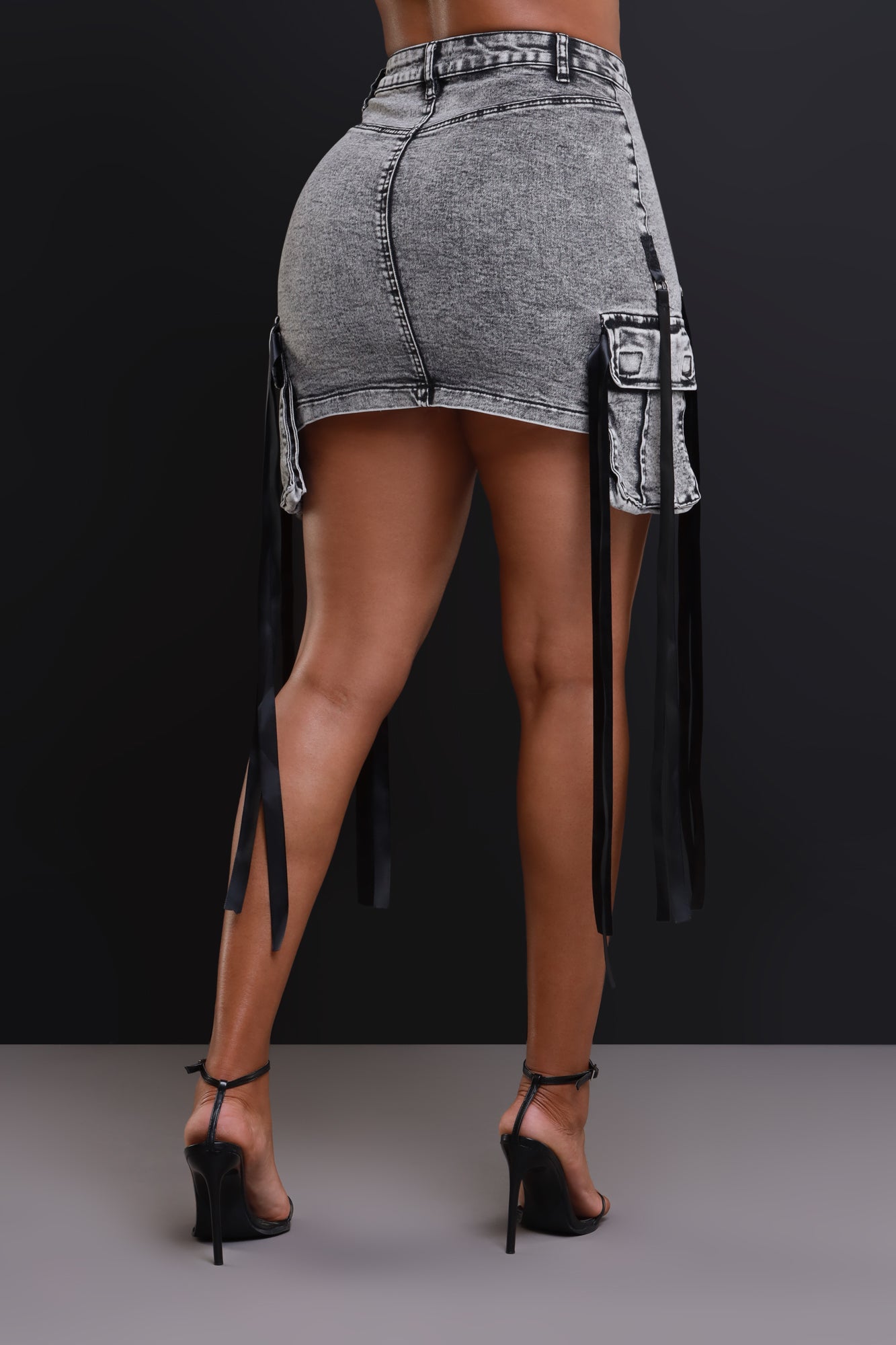 Reload Denim Cargo Mini Skirt - Black Wash