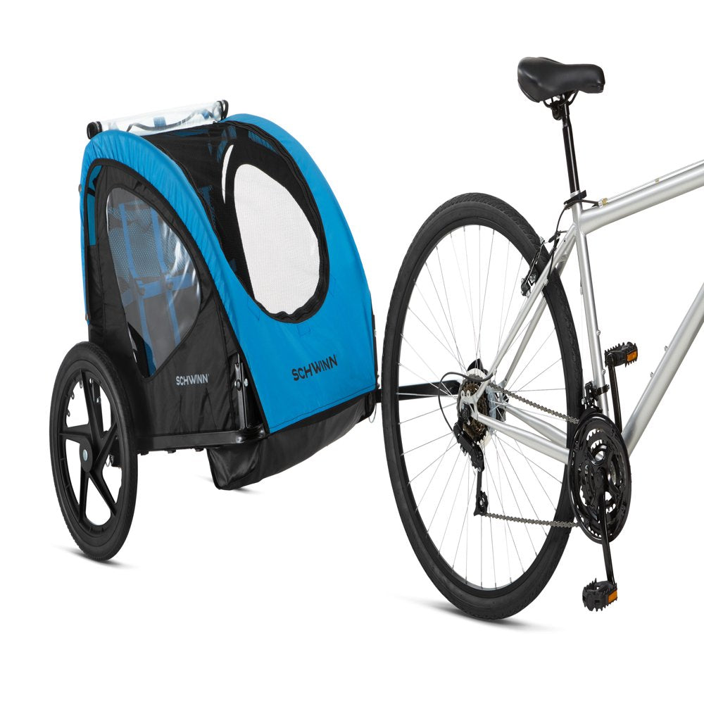 Schwinn Shuttle Foldable Bike Trailer, 2 Seats, Green & Black