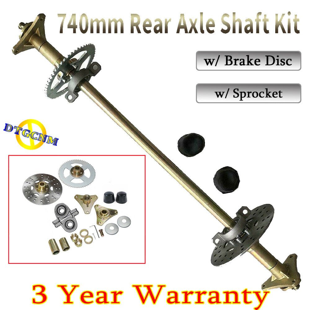 29" Rear Axle Shaft Kit 740Mm W Brake Disc Sprocket for Go Kart Quad Drift Trike Rear Live Axle Assembly Kit Fit for Brake Disc Caliper Go Kart ATV QUAD Buggy Wheel Hub Sprocket Brake Disc