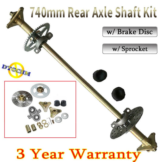 29" Rear Axle Shaft Kit 740Mm W Brake Disc Sprocket for Go Kart Quad Drift Trike Rear Live Axle Assembly Kit Fit for Brake Disc Caliper Go Kart ATV QUAD Buggy Wheel Hub Sprocket Brake Disc
