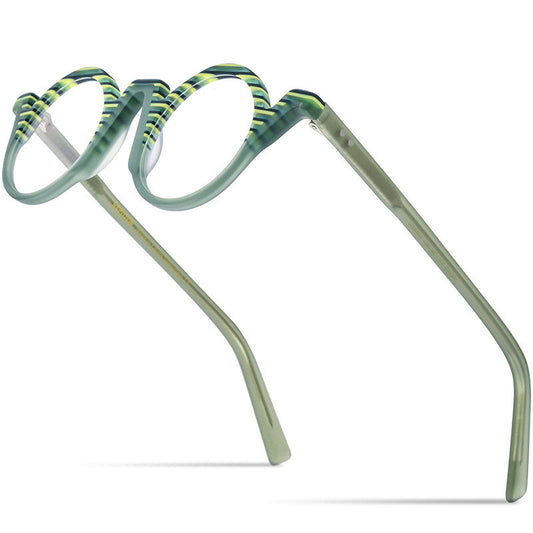 Fashion Retro Round Myopia Frame - Blue Force Sports