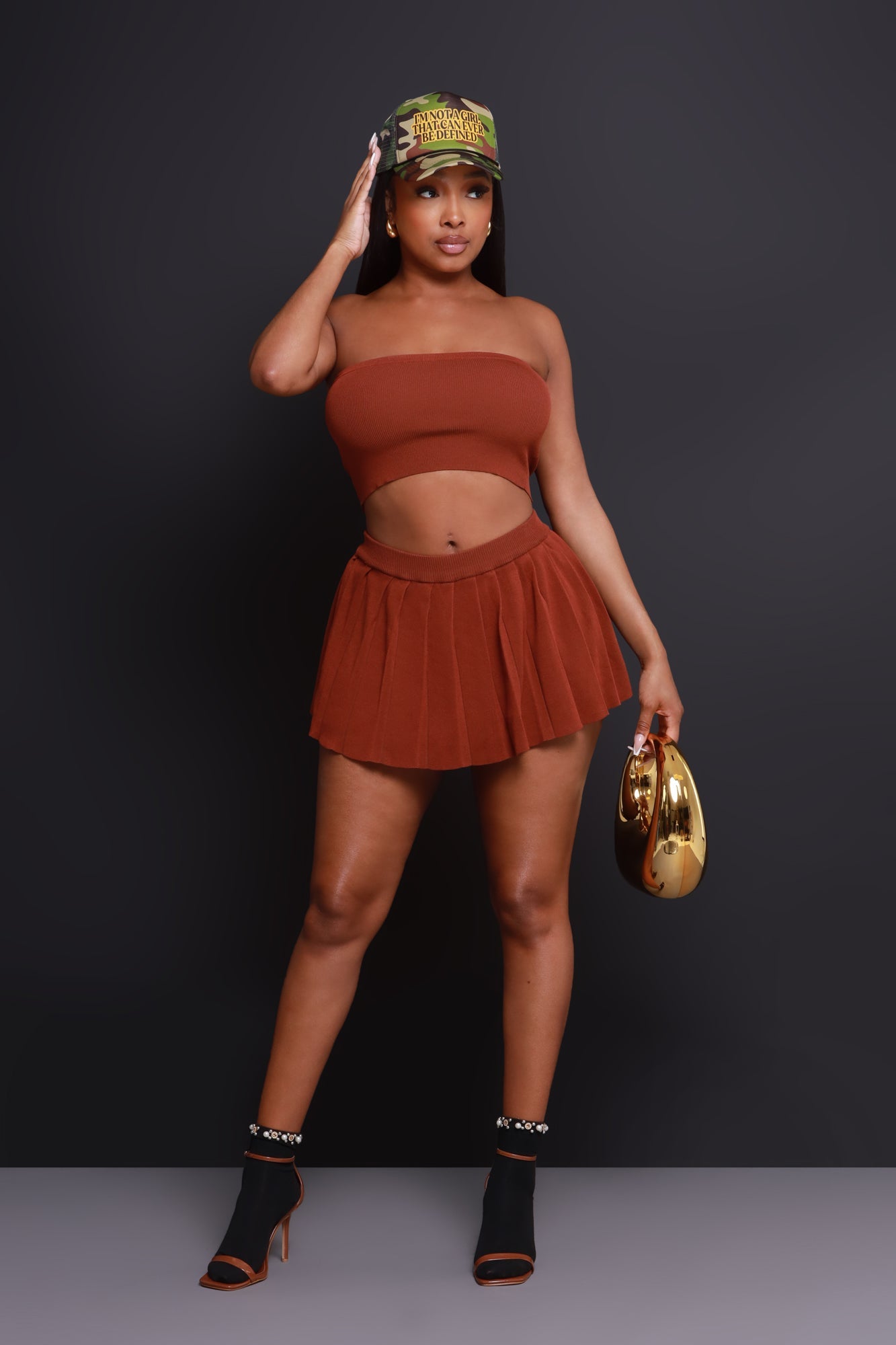 Rush Week Pleated Mini Tennis Skort - Brown