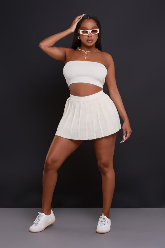 Rush Week Pleated Mini Tennis Skort - Beige