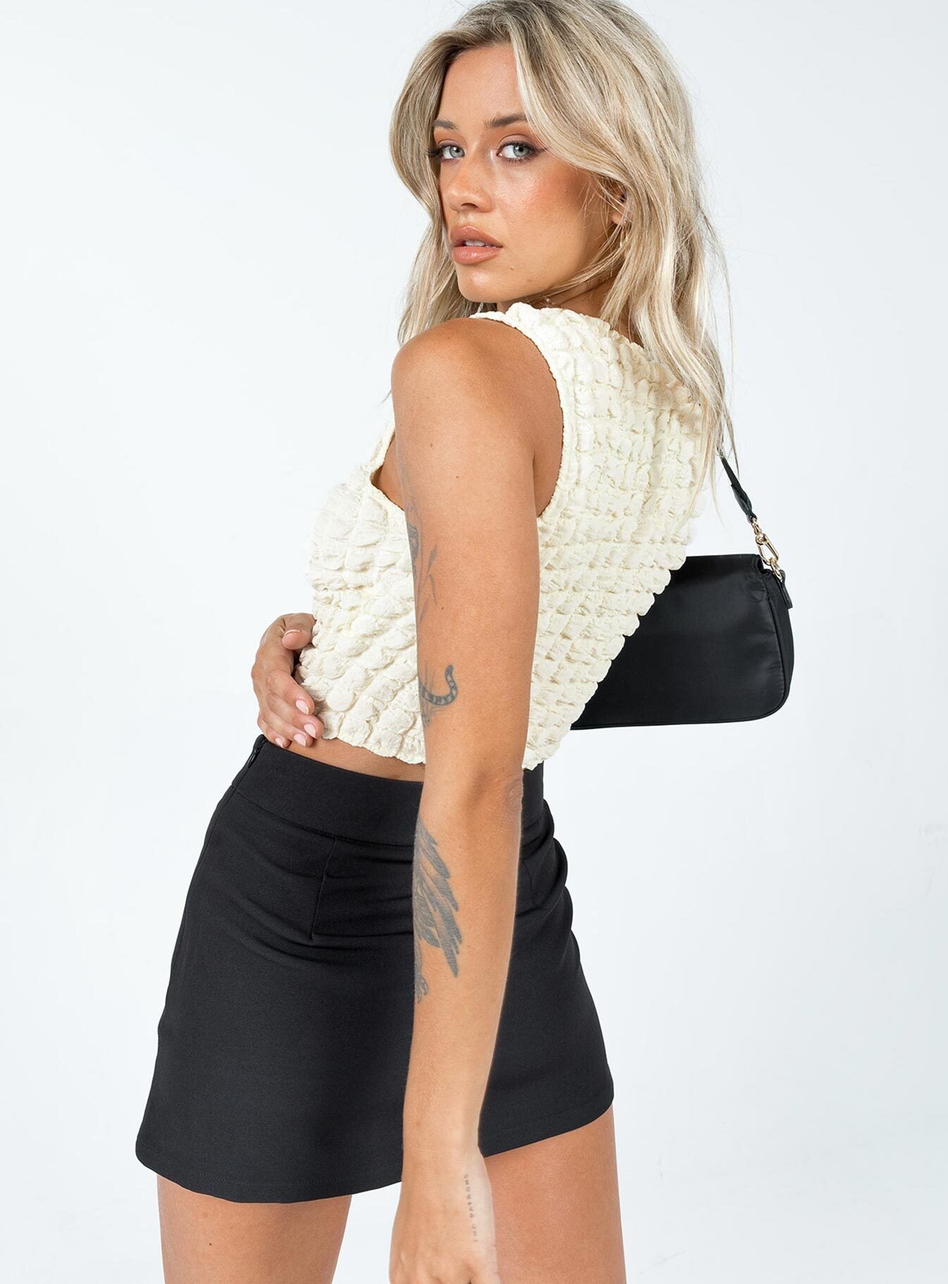 Easton V Front Mini Skirt Black