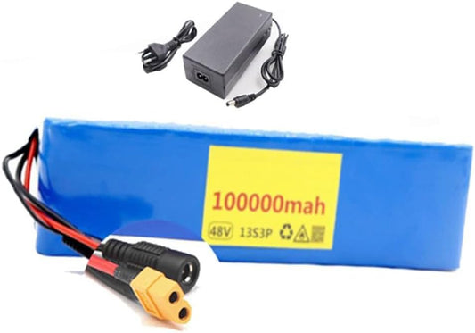 E-Bike Battery 48V 10Ah 10000mAh 13S3P Lithium-ion Battery Pack Built-in BMS for 250W to 1000W Electric Bicycle Motor with Charger