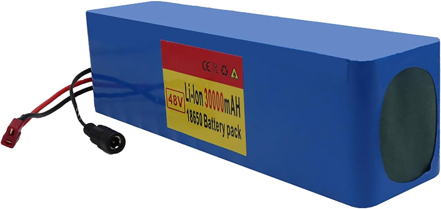 54.6V 2A Charger Electric Bicycle Battery 48v 30Ah 18650 Lithium-ion Battery Pack 13 Series 3 Parallel + Charger Electric Bicycle Lithium Battery Pack T-Plug