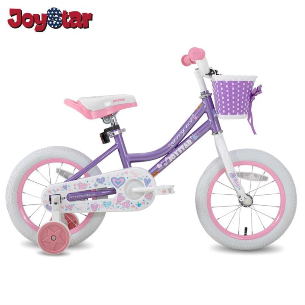 JOYSTAR Angel Girls Bike 16 Inch Kids Bike with Training Wheels for 4-7 Years Old Girls,Toddler Bicycle,Fuchsia